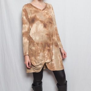 Cherish Brand Long Sleeve Midi Dress Tan and Brown